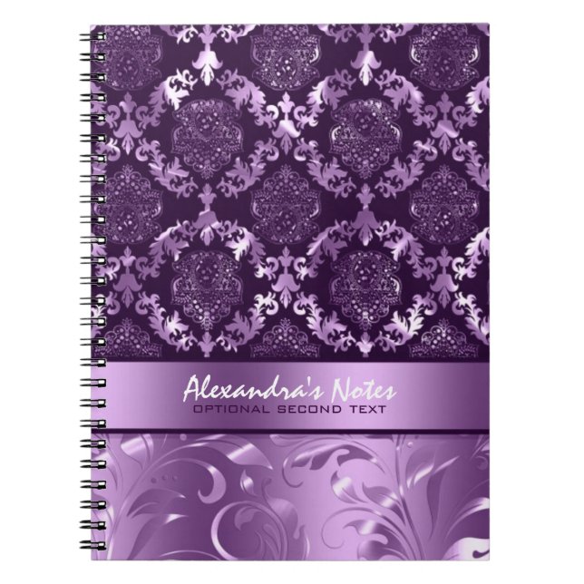 Caderno Espiral Roxos e Lavandas Metálicos Elegantes (Frente)