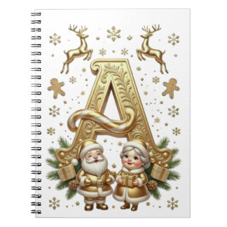Caderno Espiral Royal Gold Letter A Luxury Unisex Spiral Notebook