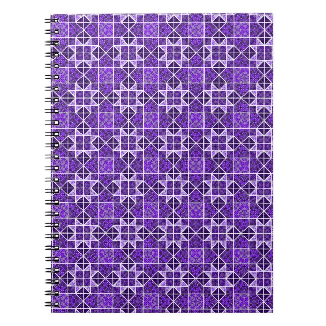 Caderno Espiral Royal Purple Weathervane Quilt Block Geométrico (Frente)