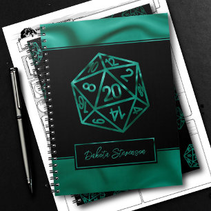 Caderno Espiral RPG Dice Emerald Tabletop PnP - Caractere Jogado