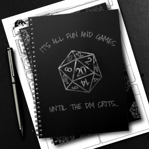 Caderno Espiral RPG Humor Jogo Diversão até DM Crit Tabletop Gam