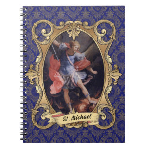 Caderno Espiral Rua Católica Michael Archangel Vintage Elegante