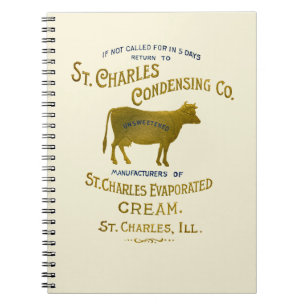 Caderno Espiral Rua Charles Illinois DAIRY COW MILK CREAM 1899