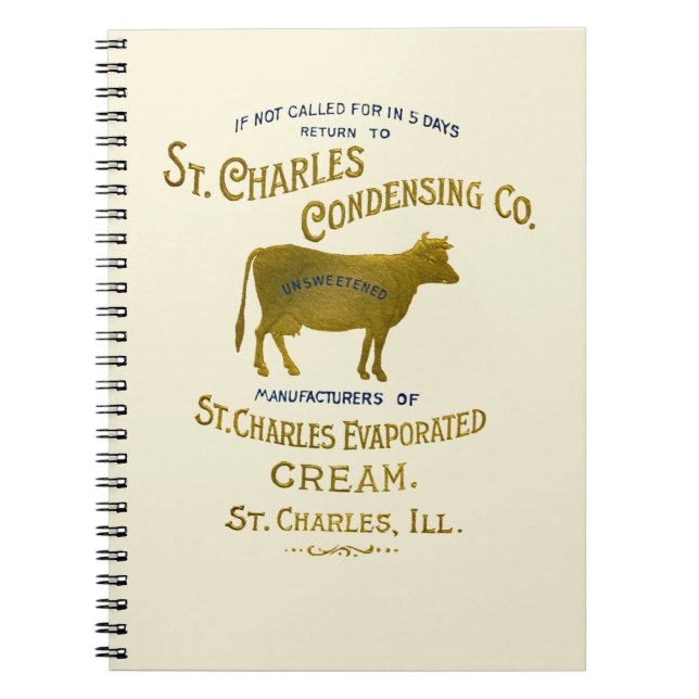Caderno Espiral Rua Charles Illinois DAIRY COW MILK CREAM 1899 (Frente)