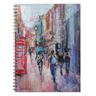 Caderno Espiral Rua de Carnaby do dia chuvoso
