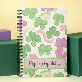 Caderno Espiral Rua festiva. Paddy's Light Green & Rainbow Pattern