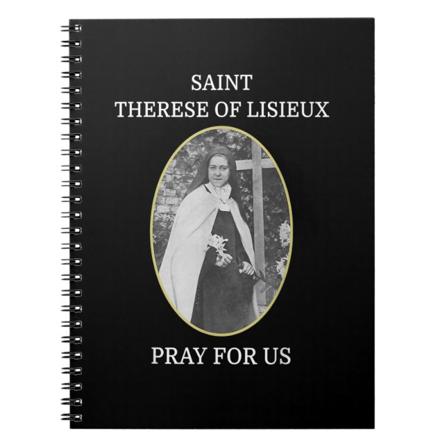 Caderno Espiral Rua. Therese of Lisieux T-Shirt Santo Little Flowe (Frente)