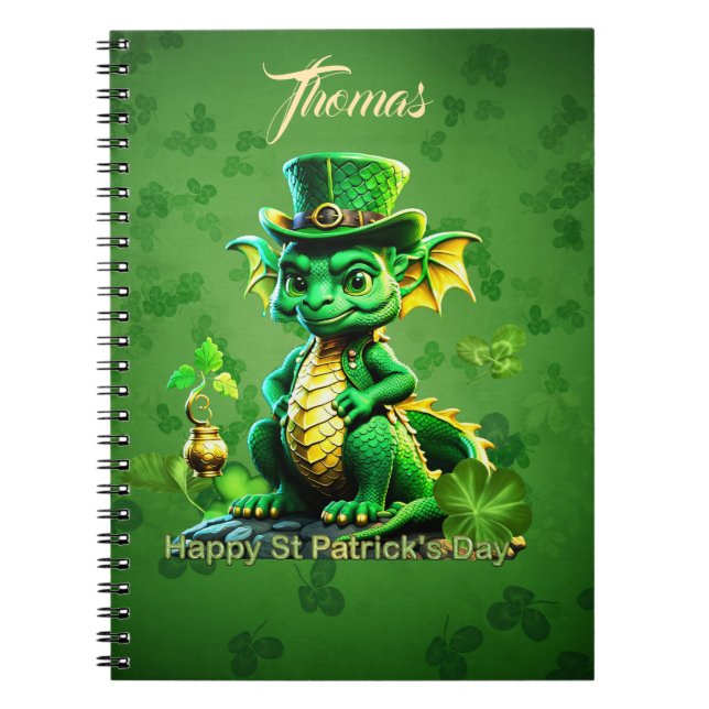 Caderno Espiral Ruas bonitas, dragão do Dia de Patrick (Frente)
