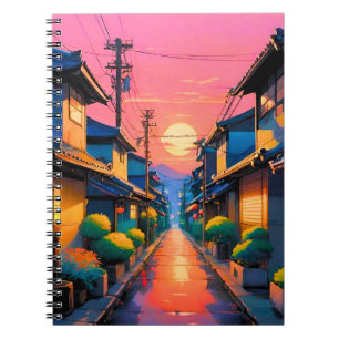 Caderno Espiral Ruas Silenciosas, Luzes Quentes na Rua Japonesa