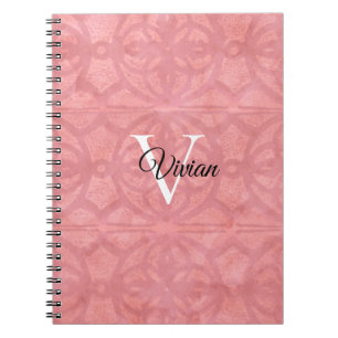 Caderno Espiral Ruddy Pink Batik com Monograma e Nome