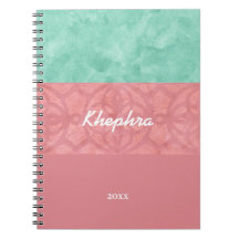 Ruddy Pink Batik e Blue Watercolor Nome e Ano