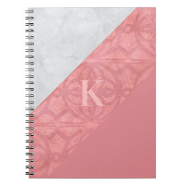 Caderno Espiral Ruddy Pink Batik E Cinza Watercolor Letra