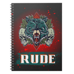 Caderno Espiral rude, crânio e urso