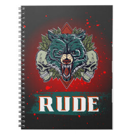 Caderno Espiral rude, crânio e urso