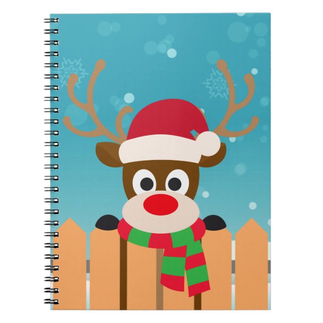 Caderno Espiral Rudolph Cute A Rena Nose Vermelha | Notebook (Frente)
