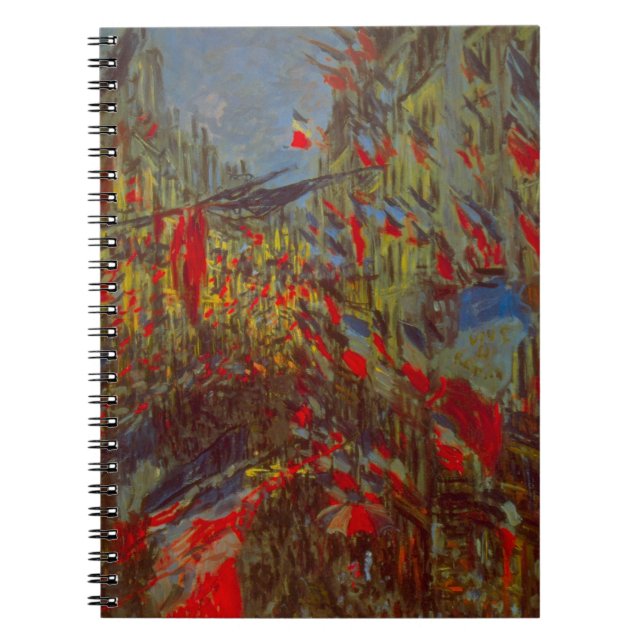 Caderno Espiral Rue Montorgueil com Bandeiras de Claude Monet (Frente)