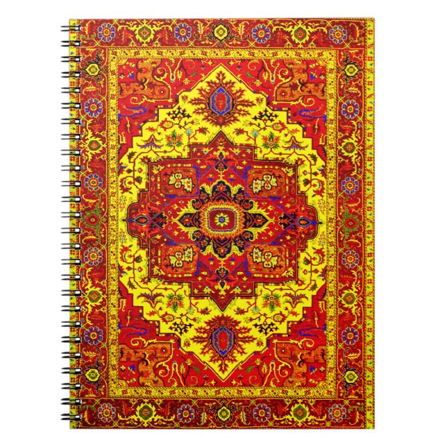 Caderno Espiral RUG PERSA - Vermelho e Amarelo (Frente)
