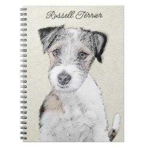 Caderno Espiral Russell Terrier Rough Painting - Arte Original de