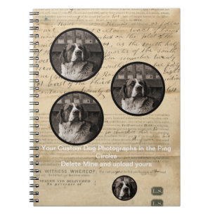 Caderno Espiral Rustic 1860's Your Custom Dog Art Ephemera Impress