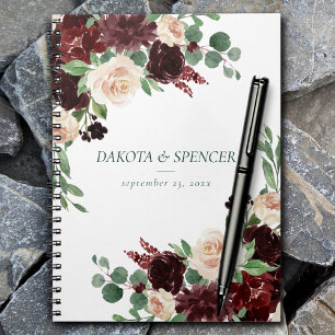 Caderno Espiral Rustic Blooms   Terracotta e Marsala Red Buquê