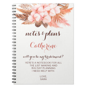 Caderno Espiral Rustic Boho Pampas Grass, Você Será Minha Coluna D