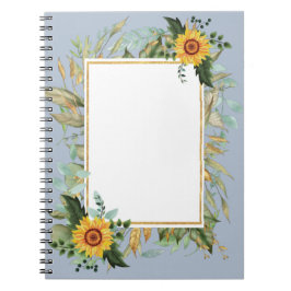 Caderno Espiral Rustic BOHO Sunflower Casamento Verde