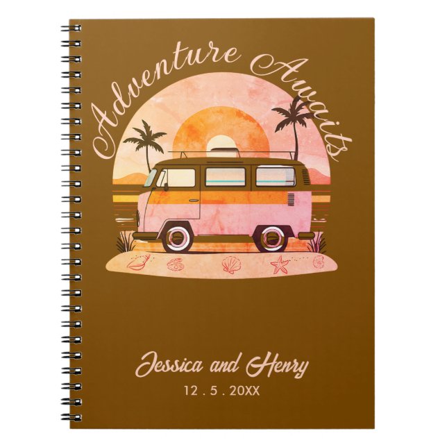 Caderno Espiral Rustic Brown Adventure Aguarda Viagem (Frente)