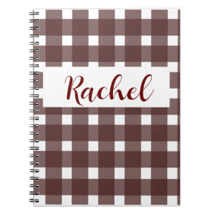Caderno Espiral Rustic Brown White Gingham
