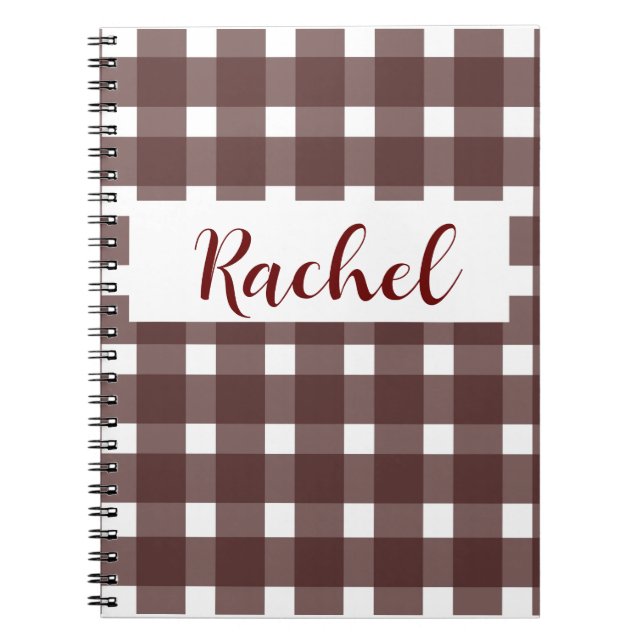 Caderno Espiral Rustic Brown White Gingham (Frente)