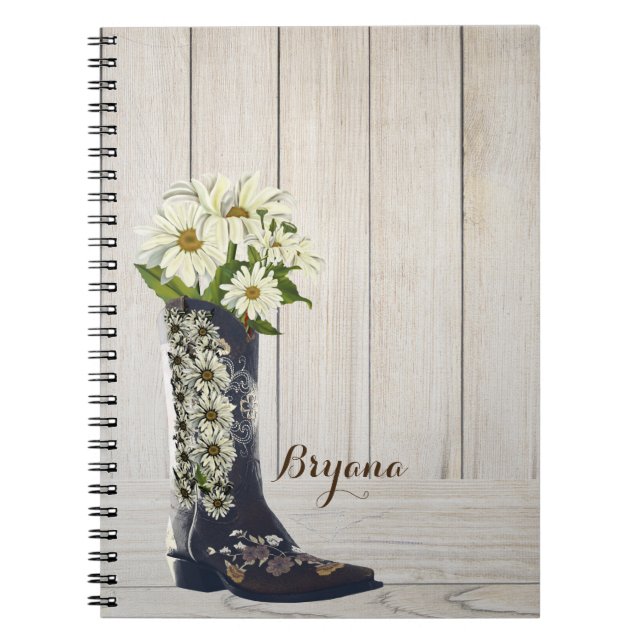 Caderno Espiral Rustic Country Boot with Daisies (Frente)