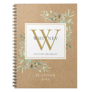 Caderno Espiral Rustic Greenery Monographic Name Planner 2021
