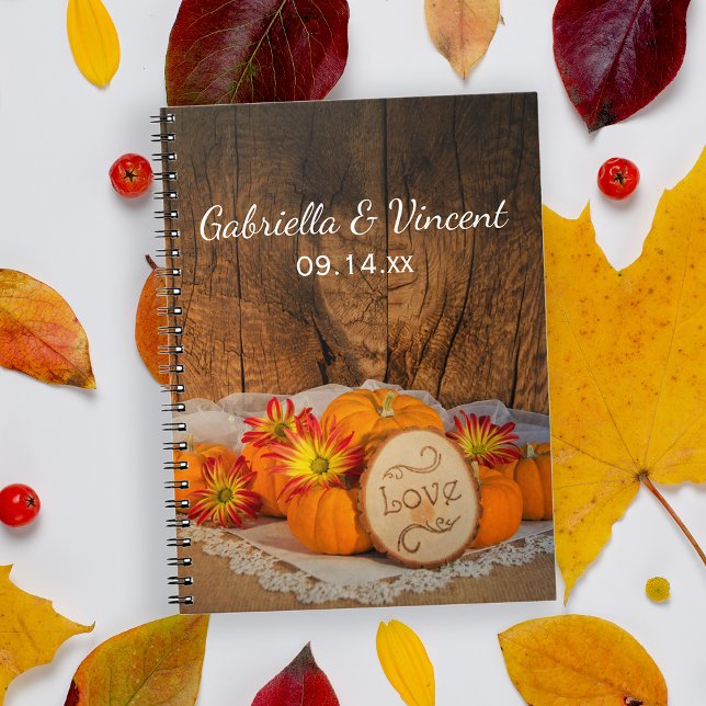 Caderno Espiral Rustic Pumpkins Fall Barn Wedn Guest Book (The Rustic Pumpkins Fall  Wedding Notebook can be used as an advice book or guest book.)