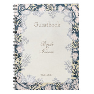 Caderno Espiral Rustic Vintage Flower Floral Wedding livro convida