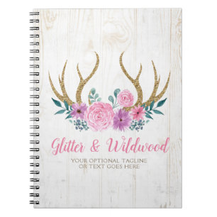 Caderno Espiral Rustic Wood & Florais em Aquarela Antílopes Boutiq