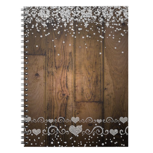 Caderno Espiral Rustic Wood Glam Diamantes Glitter Planner (Frente)