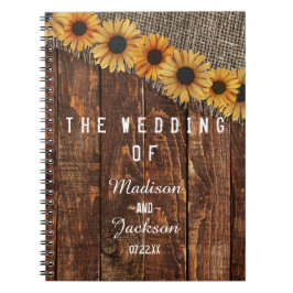 Caderno Espiral Rústica Madeira e Burlap Sunflower WedPlanner Plan