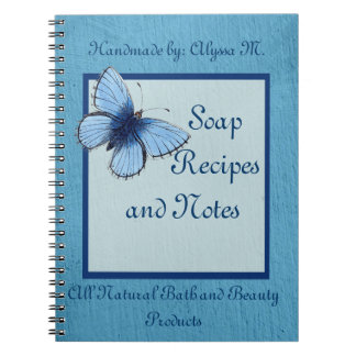 Caderno Espiral Sabão Handmade da borboleta azul