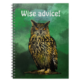 Caderno Espiral Sábio conselho Owl Notebook