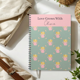 Caderno Espiral Saca Floral Personalizada 'O Amor Cresce Com Você'