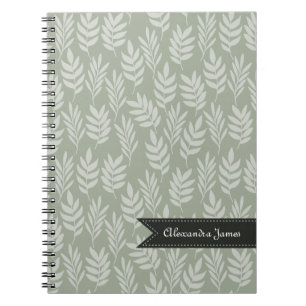 Caderno Espiral Sage Green Elegant deixa padrão com nome