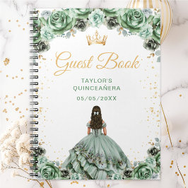 Caderno Espiral Sage Green Princess Quinceañera Livro Convidado
