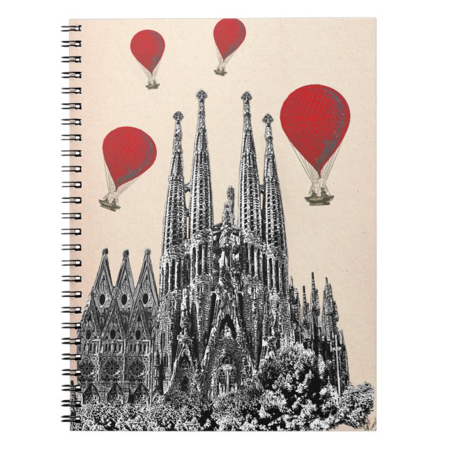 Caderno Espiral Sagrada Família e Balões de Ar Quente Vermelho 2 (Frente)