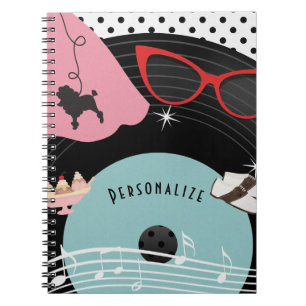 Caderno Espiral Saia de Poodle e Óculos Retrô Anos 50
