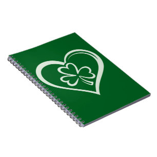 Caderno Espiral Saint Patrick's Day Engraçado Shamrock Heart Irish