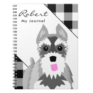 Caderno Espiral Sal e Pepper Schnauzer Xadrez de Tartan