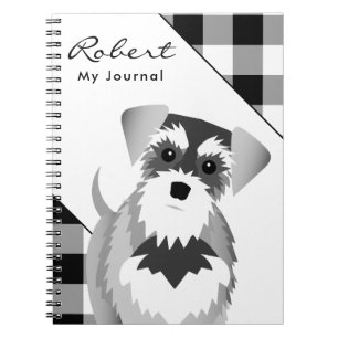 Caderno Espiral Sal e Pepper Schnauzer Xadrez de Tartan
