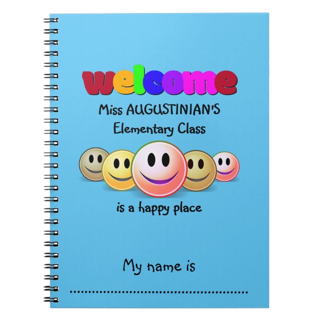 Caderno Espiral Sala de Aula Personalizada para Crianças (Frente)