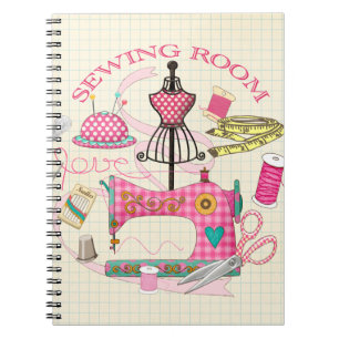 Caderno Espiral Sala de costura - Diário de costura/guia de obser