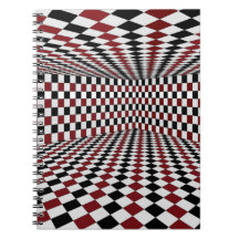 Sala Xadrez Vermelho Branco e Preto Ilusão Óptica