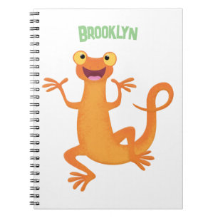 Caderno Espiral Salamandra laranja feliz e fofa dançando
